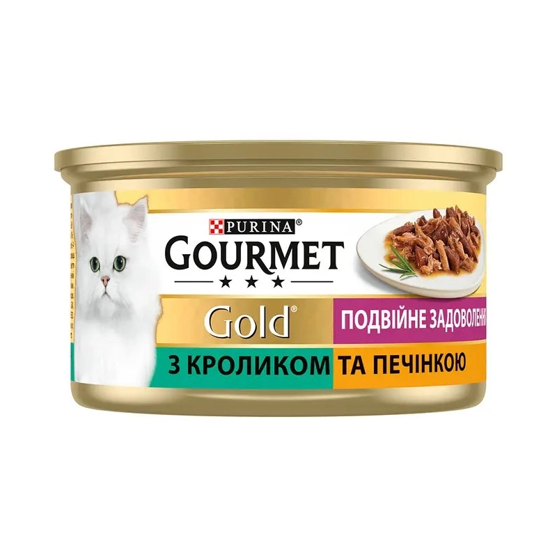Gourmet Gold влажный корм для кошек 85 г - с кроликом и печенью (7613031381081)  - фото 1