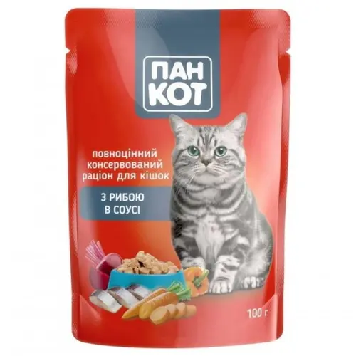 Пан Кот ВОЛОГИЙ КОРМ Економ коти (з рибою) 100 г