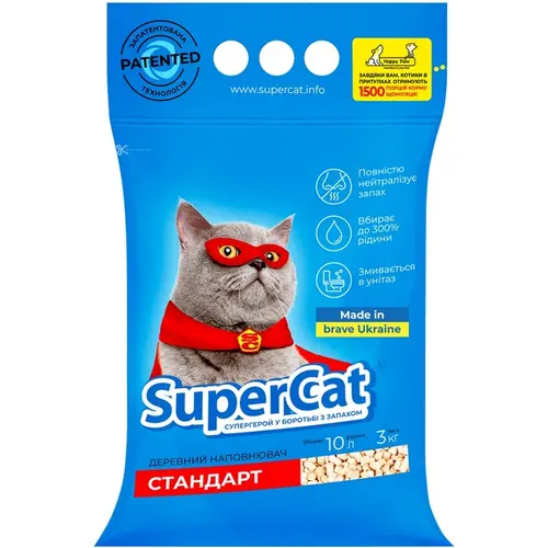 SuperCat синій стандарт наповнювач для котячого туалету 3 кг (4820082490201)