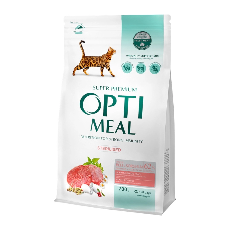 Optimeal Sterilised сухий корм для стерилізованих котів 700 г - з яловичиною та сорго (4820215364355) 