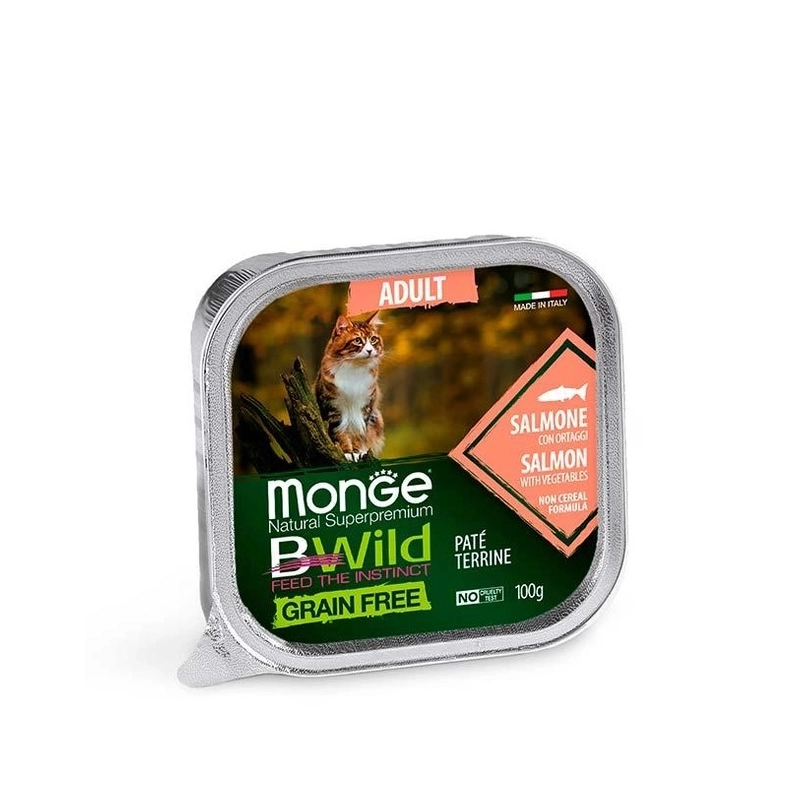Monge Bwild GF Adult ВОЛОГИЙ КОРМ Супер-преміум коти (з лососем та овочами) 100 г 