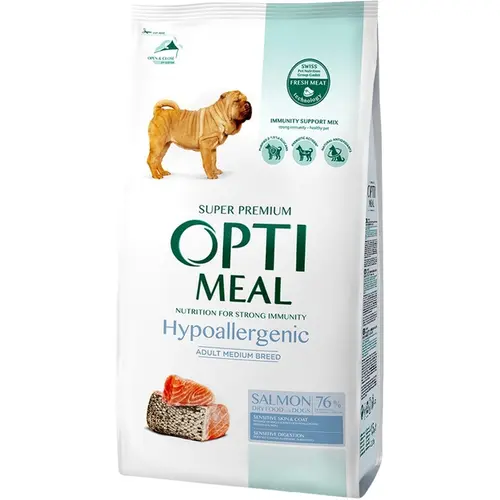 Optimeal HIPOALLERGENIC Medium & Large Breed Salmon СУХИЙ КОРМ Супер-преміум собаки середніх та великих порід (з лососем) 4 кг