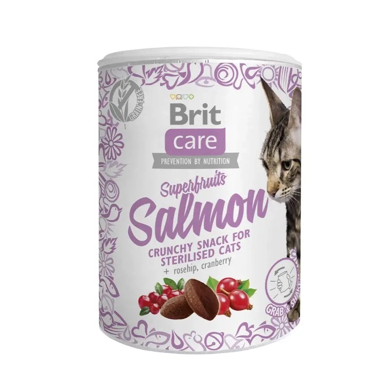 Brit Care Superfruits Salmon Crunchy Snack ЛАСОЩІ Супер-преміум коти (з лососем) 100 г 