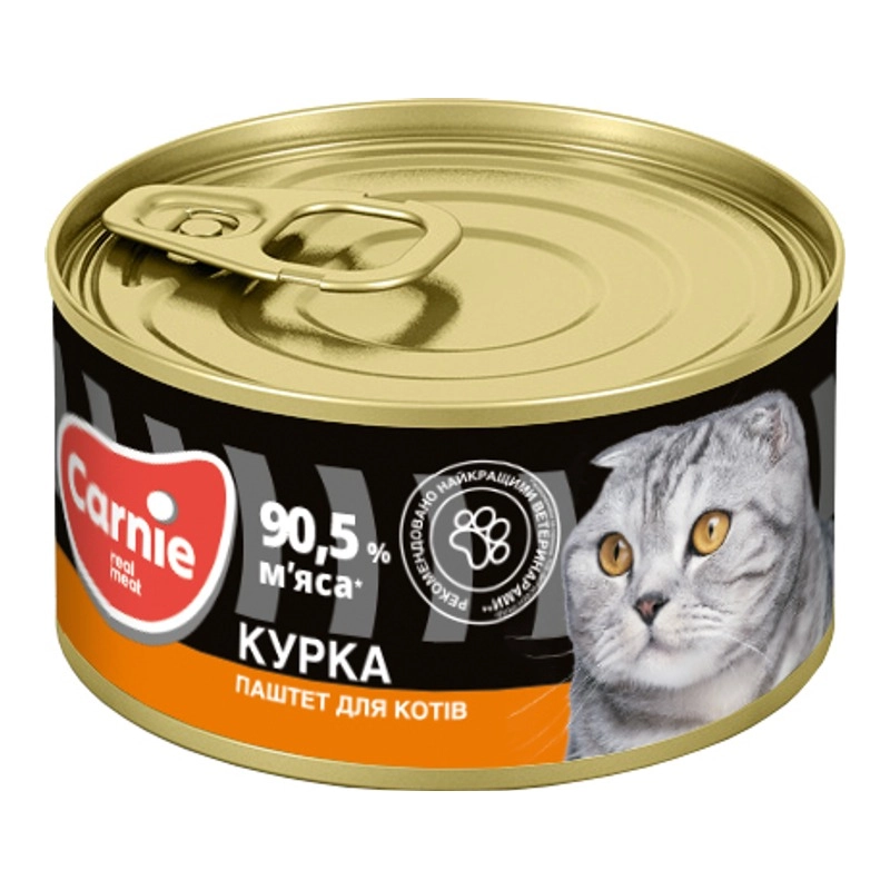 Carnie вологий корм для котів 90 г - м'ясний паштет з куркою (4820255190532) 