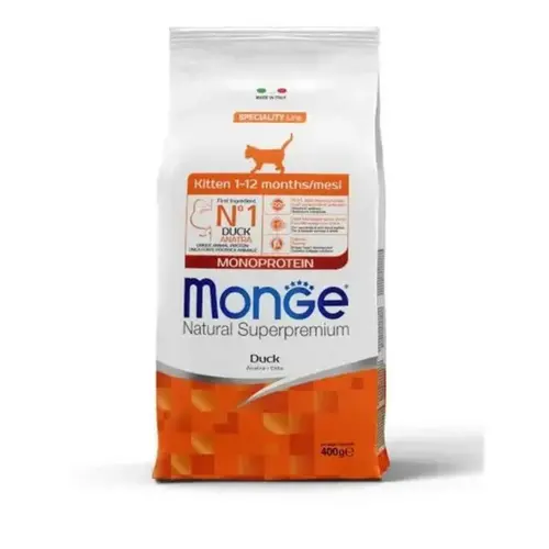 Monge Monoprotein Kitten 1-12 Months СУХИЙ КОРМ Супер-преміум кошенята (з качкою) 400 г
