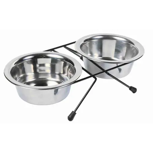 Trixie миски для собак 12 см 2х450 мл - на підставці, металеві (4011905248318)