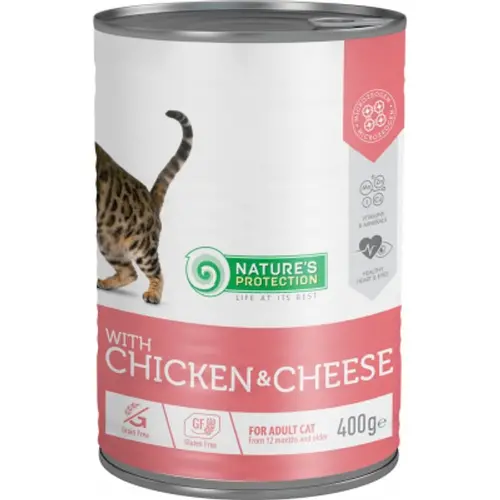 Nature's Protection Cat Adult with Chicken&Cheese вологий корм для котів 400 г - з куркою та сиром (4771317456083)