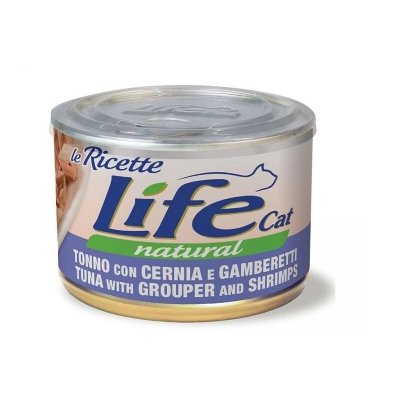 Lifecat Le Ricette Natural ВОЛОГИЙ КОРМ Супер-преміум коти (з тунцем, окунем та креветками) 150 г  - фото 1