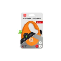 WAUDOG R-leash повідець-рулетка світловідбиваюча для собак S - до 12 кг, з контейнером для пакетів, помаранчевий (4823089360393)  - фото 1