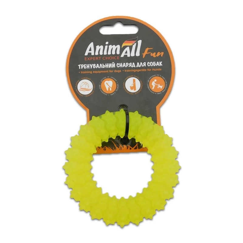 AnimAll Fun Кільце з шипами іграшка для собак 9 см - жовта (2000981169718) 