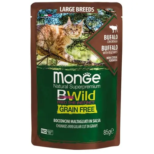 Monge Bwild GF Large Breeds ВОЛОГИЙ КОРМ Супер-преміум коти (з буйволом та овочами) 85 г
