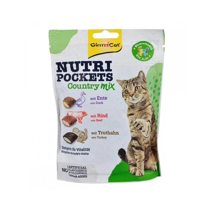 GimCat Nutri Pockets Country Mix ЛАСОЩІ Супер-преміум коти (мікс з м'ясом) 150 г 