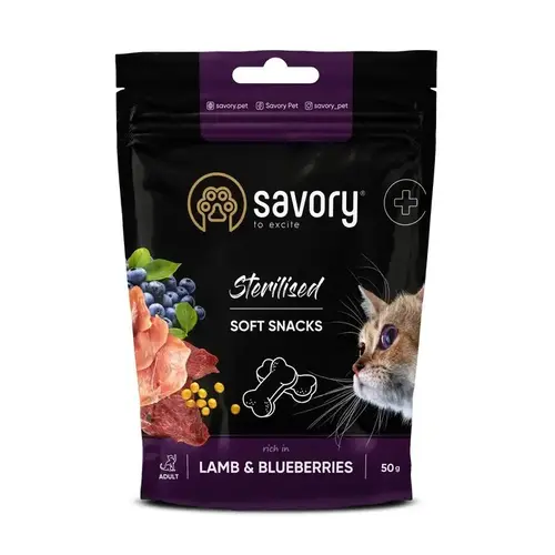 Savory Sterilised Soft Snacks ЛАСОЩІ Холістік коти (з ягням) 50 г