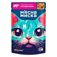 М'ясна Миска ШМАТОЧКИ В СОУСІ Економ коти (з яловичиною) 100 г 