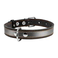 CoLLaR нашийник для собак S - з світловідбиваючою стрічкою, шкіряний, чорний (4820082491741) 