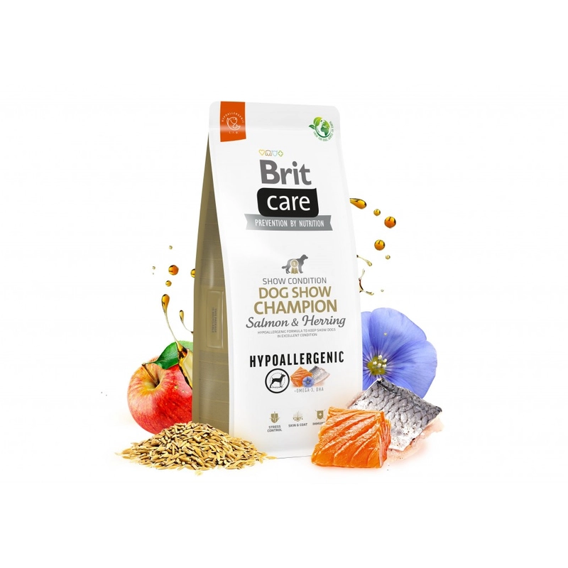 Brit Care Hypoallergenic SHOW CHAMPION СУХИЙ КОРМ Супер-преміум собаки (з лососем та оселедцем) 3 кг  - фото 4