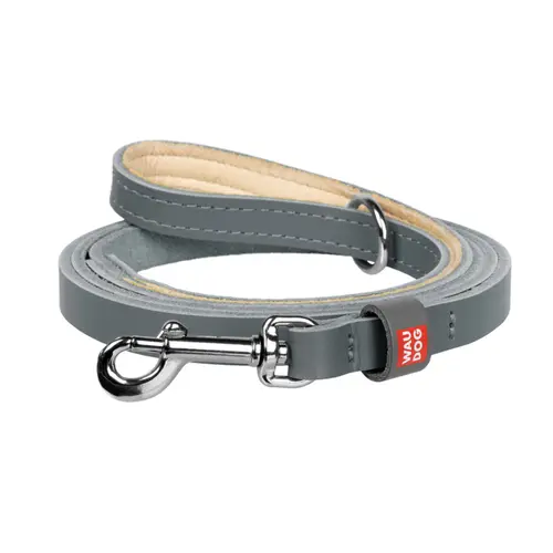 WAUDOG Classic повідець для котів та дрібних собак XS - шкіряний, сірий (4823089358789)