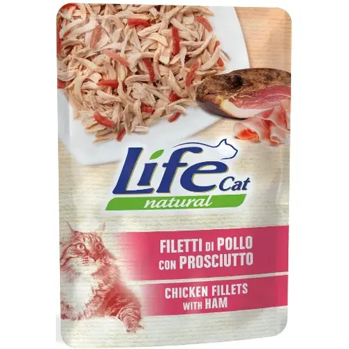 Lifecat Natural ВОЛОГИЙ КОРМ Супер-преміум коти (з курячим філе та шинкою) 70 г