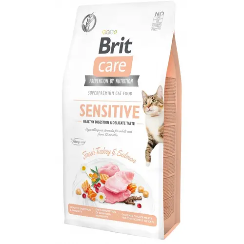 Brit Care GF Sensitive HDigestion&Delicate сухий корм для котів з чутливим травленням 7 кг - індичка та лосось