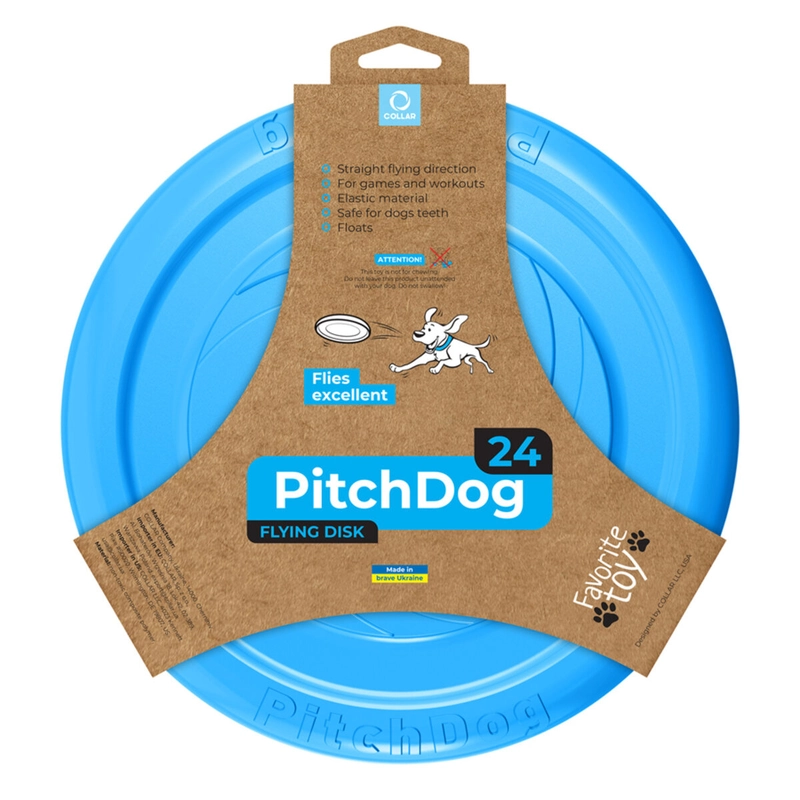 PitchDog ігрова тарілка для собак D=24 см - для апортировки, блакитна (4823089308555) 