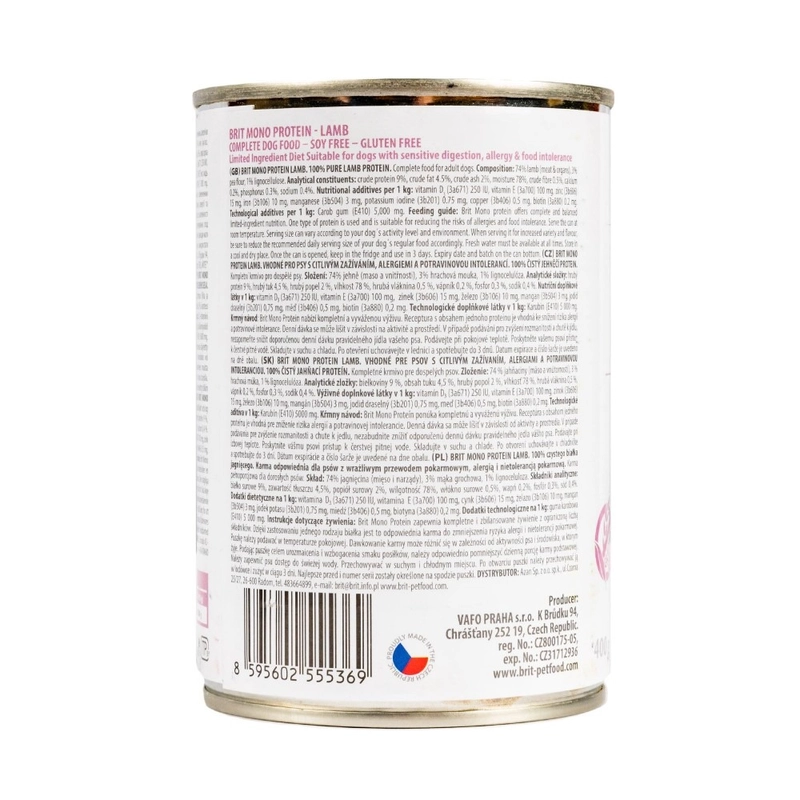 Brit Care MONOPROTEIN Lamb ADULT ВОЛОГИЙ КОРМ Супер-преміум собаки (з ягням) 400 г  - фото 2