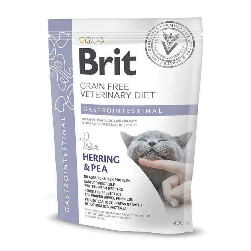 Brit VetDiets сухой корм для кошек при нарушениях пищеварения 400 г - с сельдью и лососем (8595602528431) 