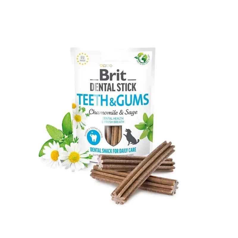 Brit Dental Stick Teeth&Gums ЛАСОЩІ Супер-преміум собаки (ромашка і шавлія) 251 г  - фото 2