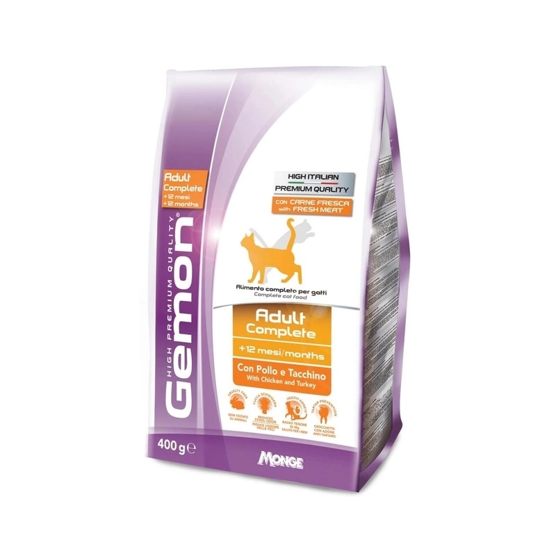 Gemon Cat Adult Complete сухий корм для котів 400 г - з куркою та індичкою (8009470297004) 