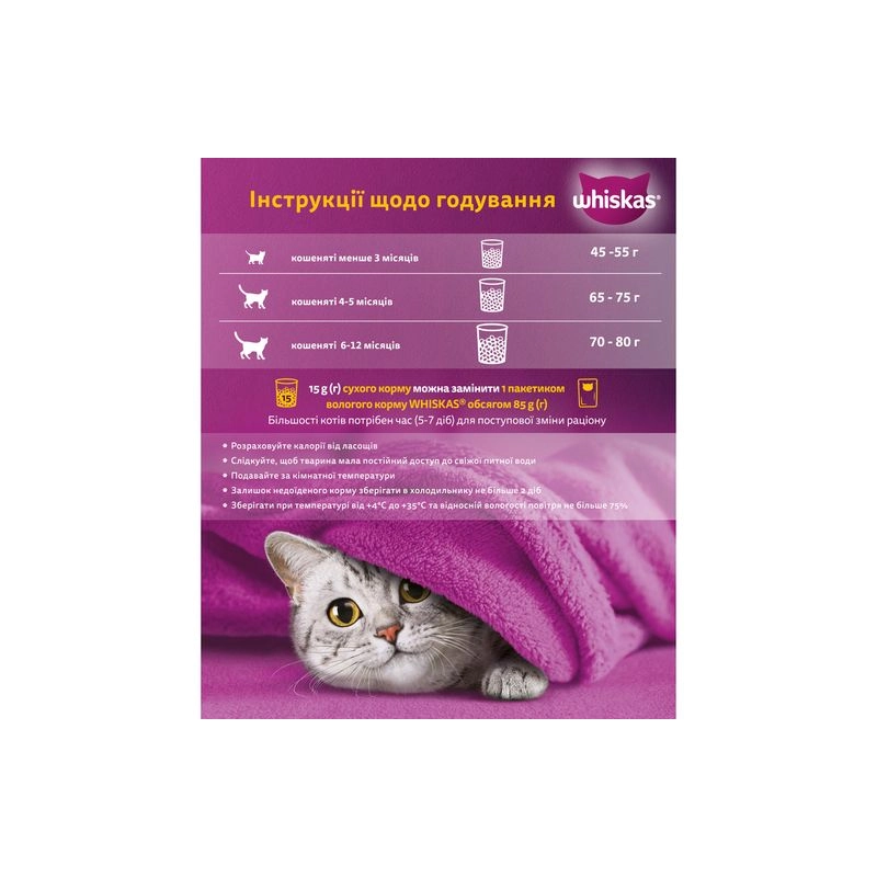 Whiskas СУХИЙ КОРМ Економ кошенята (з куркою) 300 г  - фото 2