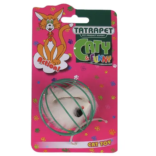 TATRAPET Caty Funny Мишка в металевому шарі іграшка для котів 6 см (8585027970458)