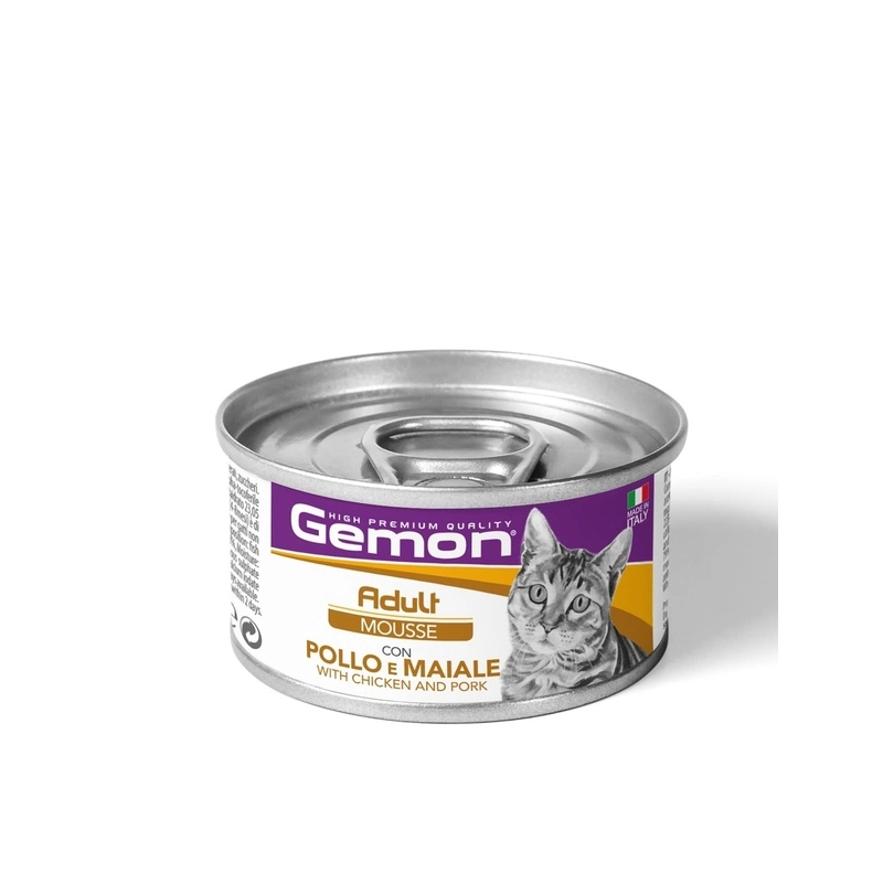 GEMON Mousse влажный корм для кошек 85 г - с курицей и свининой (8009470301022) 