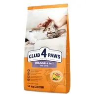 Club 4 Paws Premium Indoor 4 в 1 СУХИЙ КОРМ Premium коти (з ягням) 14 кг 