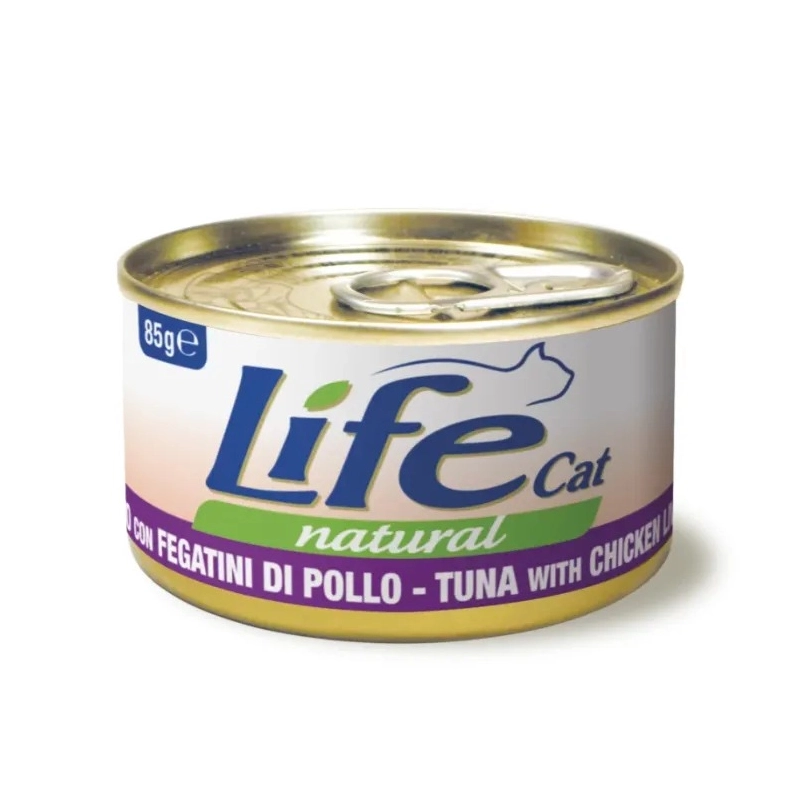 Lifecat Natural ВОЛОГИЙ КОРМ Супер-преміум коти (з тунцем та курячою печінкою) 85 г 
