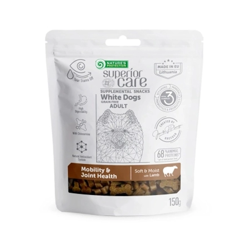 Natures Protection Superior Care White Dogs Grain Free Mobility & Joint Health ADULT Lamb ЛАСОЩІ Холістік собаки (з ягням) 150 г 