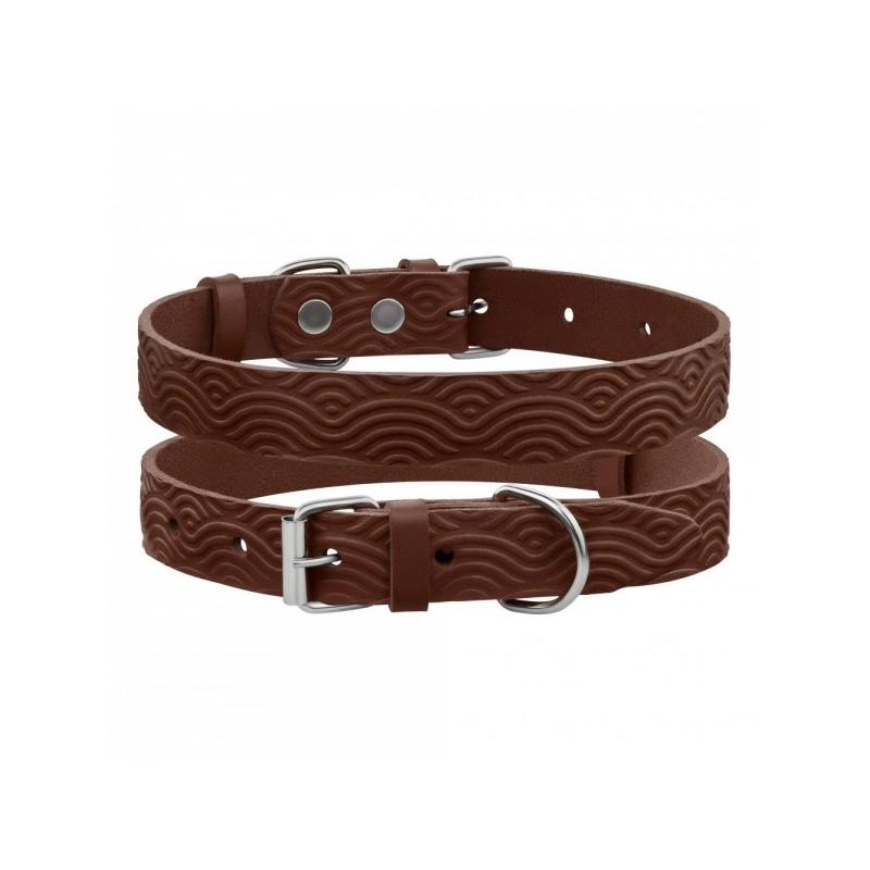 BronzeDog Classic нашийник для собак M - з тисненням Хвиля, шкіряний, коричневий (2007033047406)  - фото 3