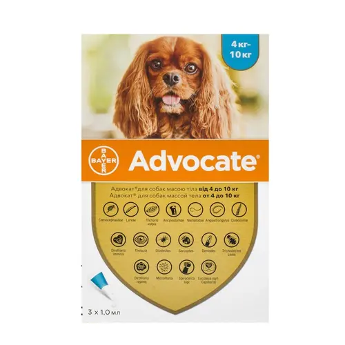 Bayer Advocate краплі для собак - від паразитів, 4-10 кг (4007221044437)