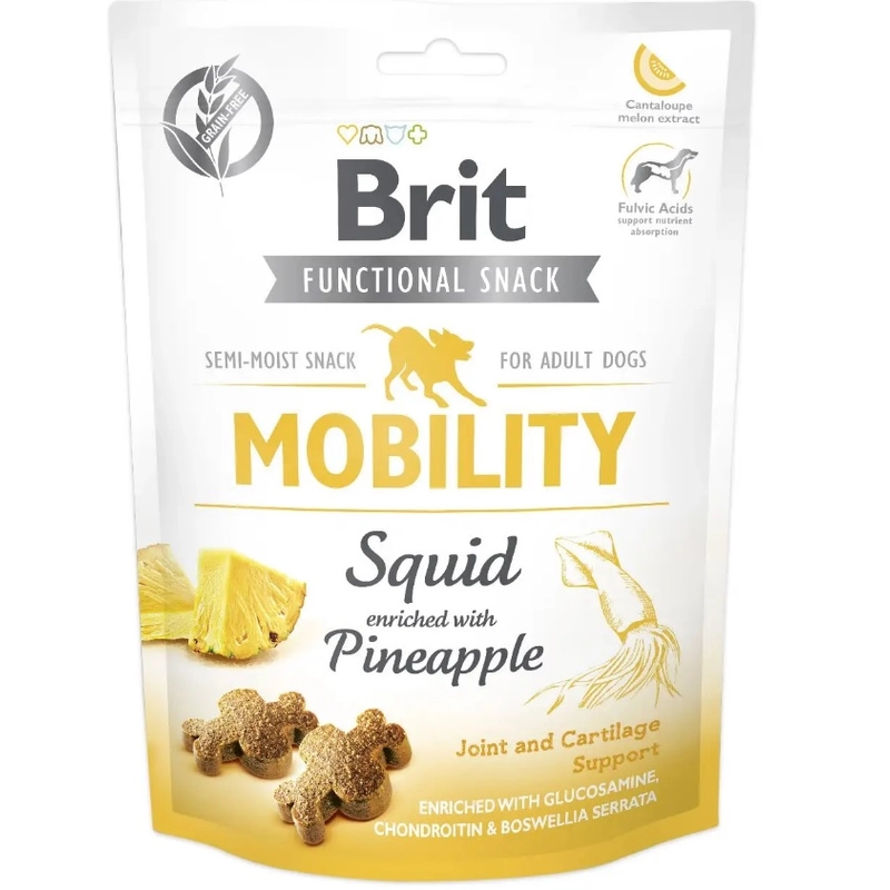 Brit Care Functional Snack Mobility Squid ЛАСОЩІ Супер-преміум собаки (з кальмаром та ананасом) 150 г 