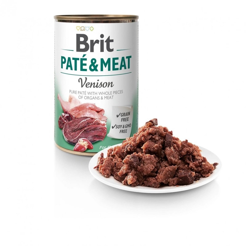 Brit Care PATE & MEAT Grain-Free Venison ADULT ВОЛОГИЙ КОРМ Супер-преміум собаки (з олениною) 400 г  - фото 1