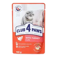 Club 4 Paws Premium With Turkey Adult ВОЛОГИЙ КОРМ Premium коти (з індичкою в желе) 100 г 