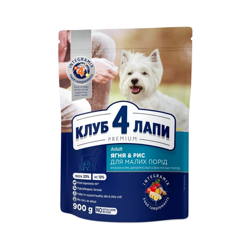 Club 4 Paws Premium ADULT Small Breeds Lamb&Rice сухий корм для собак дрібних порід 900 г - з ягням та рисом (4820083909597) 