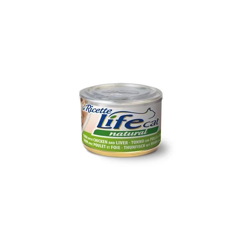 Lifecat Le Ricette Natural ВОЛОГИЙ КОРМ Супер-преміум коти (з тунцем, куркою та печінкою) 150 г 