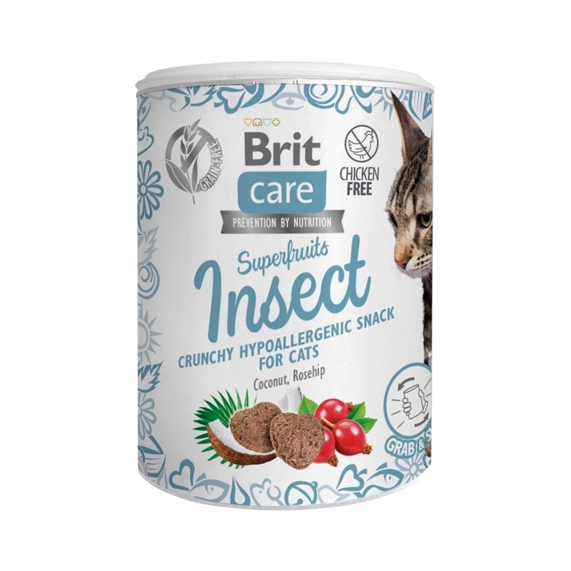 Brit Care Superfruits Insect Crunchy Snack ЛАСОЩІ Супер-преміум коти (з білком комах) 100 г 