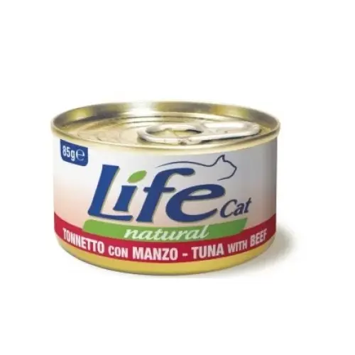 Lifecat Natural ВОЛОГИЙ КОРМ Супер-преміум коти (з тунцем та яловичиною) 85 г