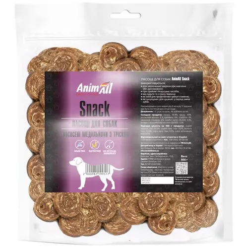 AnimAll Snack ЛАСОЩІ Преміум собаки (лососеві стіки) 500 г