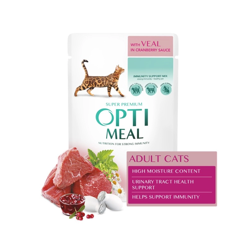 Optimeal Adult ВОЛОГИЙ КОРМ Супер-преміум коти (з ягням та овочами) 85 г  - фото 1
