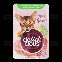 Delickcious Dessert ВОЛОГИЙ КОРМ Premium коти (з ягням, куркою та квасолею) 85 г 