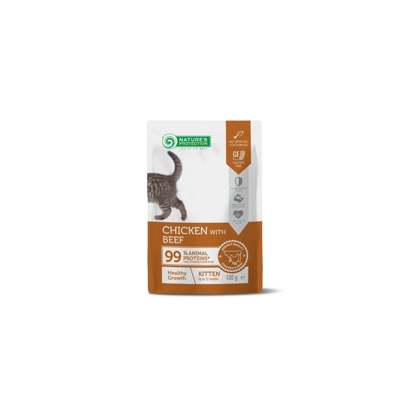Nature's Protection влажный корм для котят 100 г - с курицей и говядиной (4779051636563) 