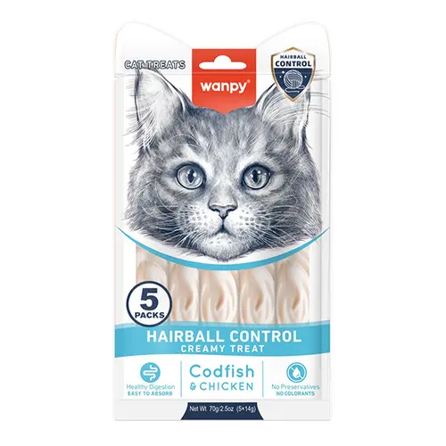 Wanpy Hairball Control Creamy Treat ЛАСОЩІ Premium коти (для виведення шерсті) 14 г