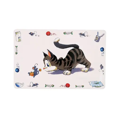 Trixie Comic Cat килимок під миски для котів 44x28 см - пластиковий, сірий (4011905245447)