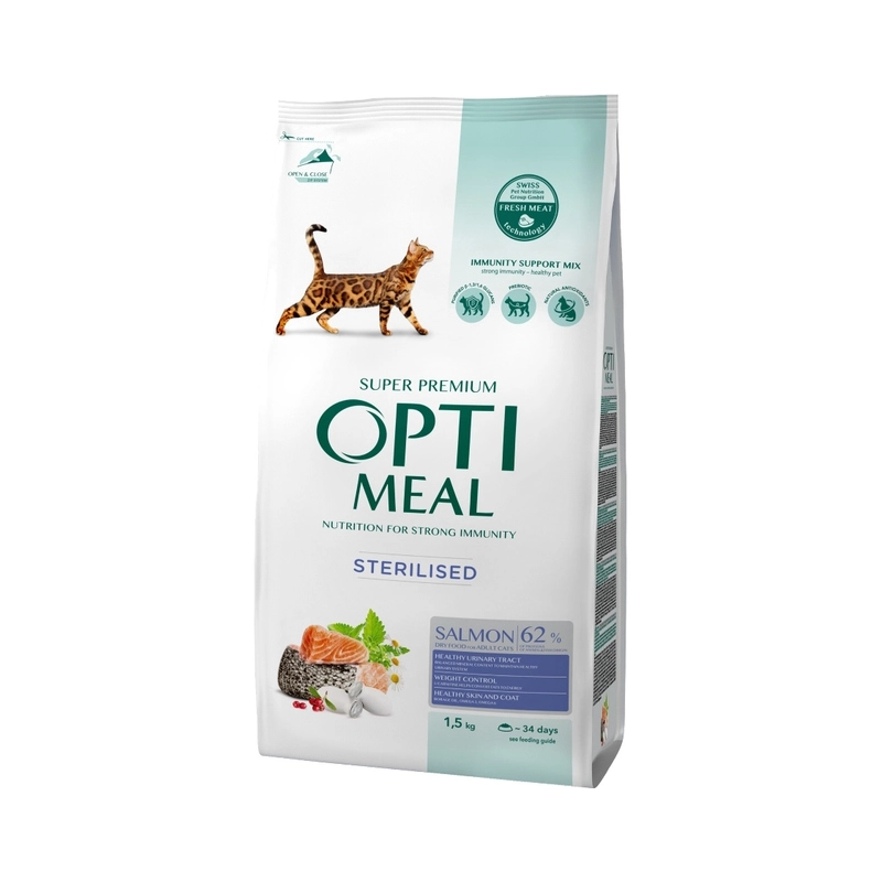 Optimeal сухий корм для котів 1.5 кг - з лососем (4820215368162) 